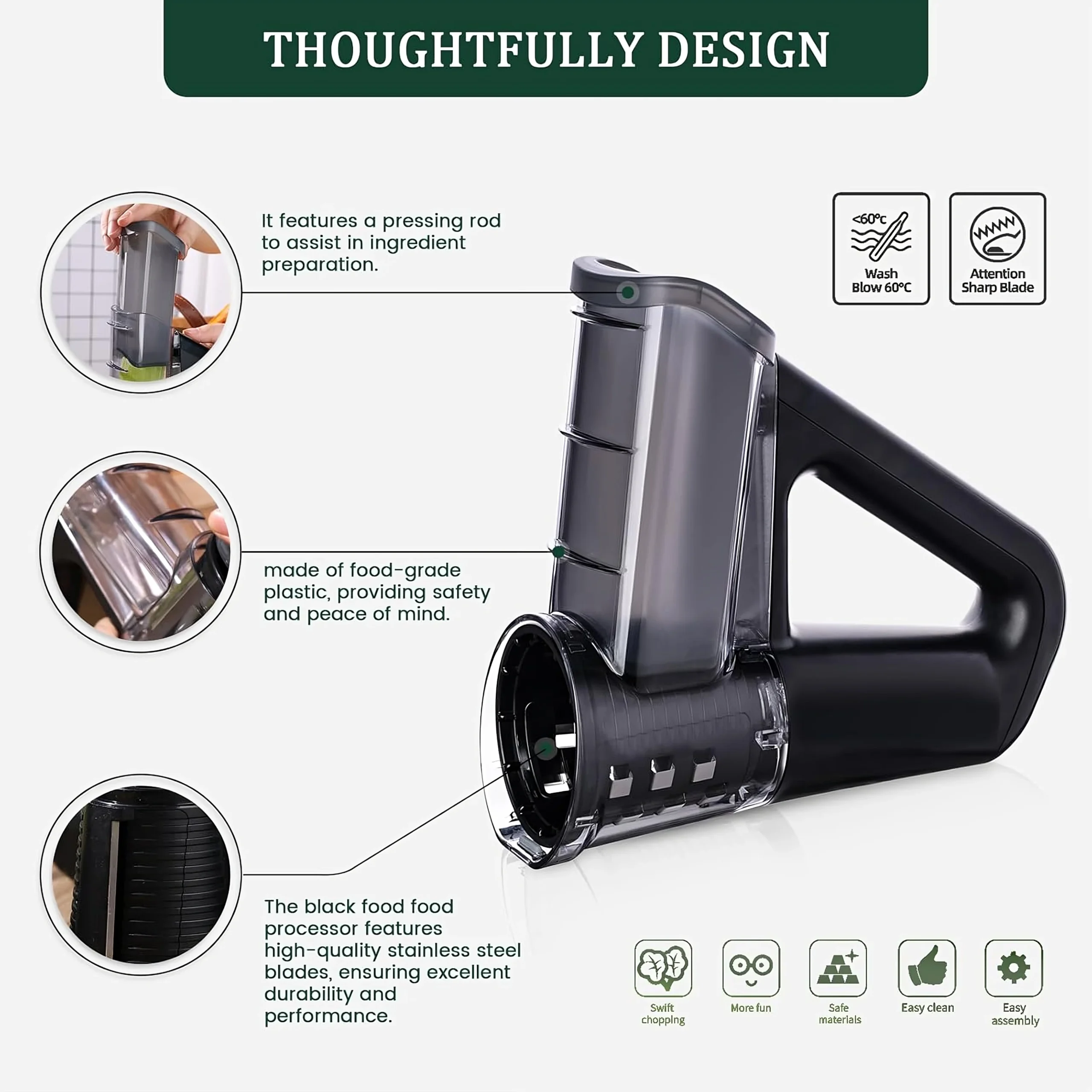 Blitz® - 4 En 1 Râpe Et Trancheuse Électrique Sans Fil Rechargeable Et Compact Pour Cuisine Rapide