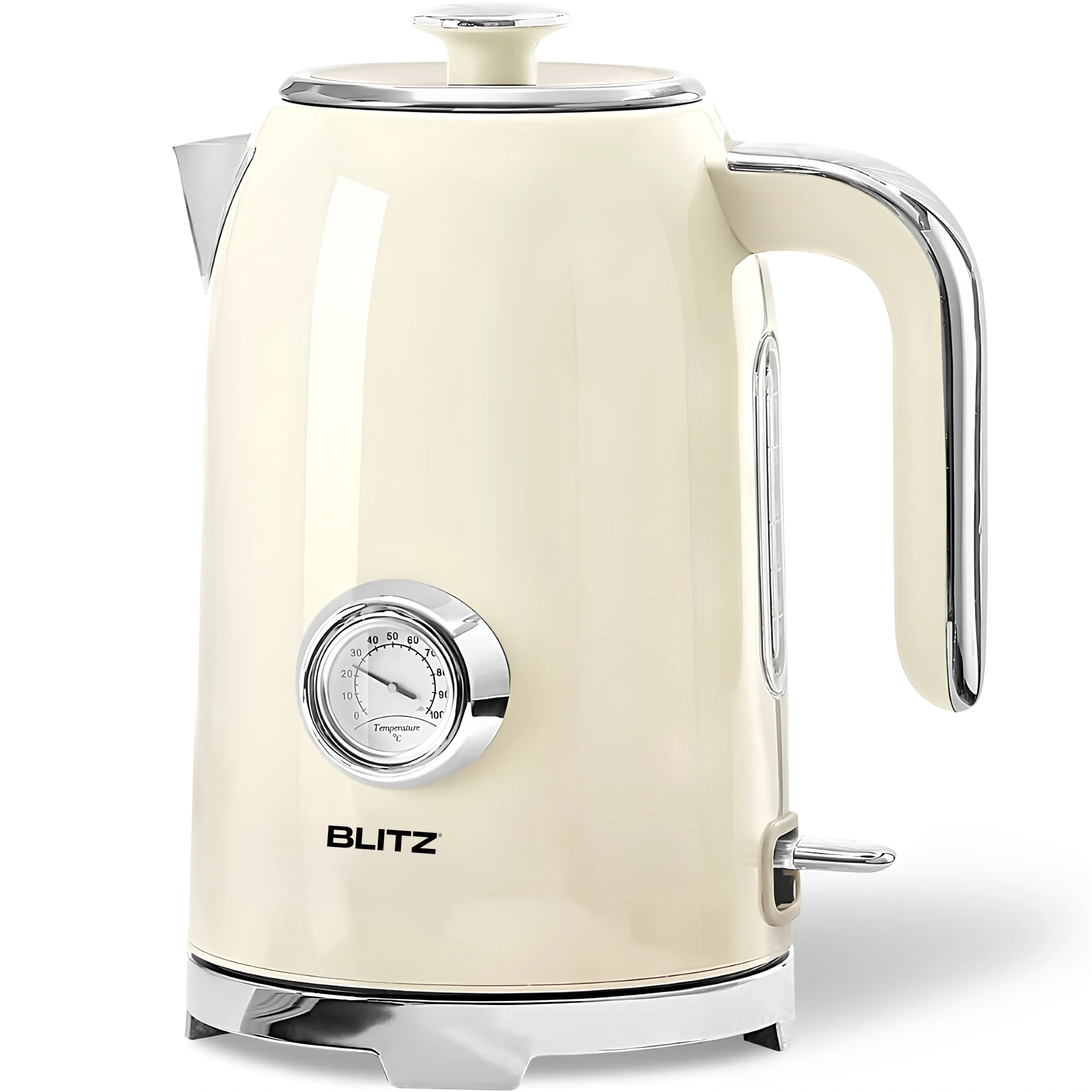 Blitz® - Bouilloire Électrique Rétro En Acier Inoxydable À Ébullition Rapide De 2200 W Et Capacité De 1,7L (Crème Vintage)