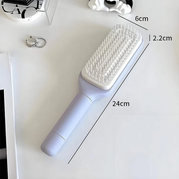 Brosse Cheveux Auto-Nettoyante Rotative - Anti-nœuds & Anti-statique Idéale Pour Tous Types De Cheveux