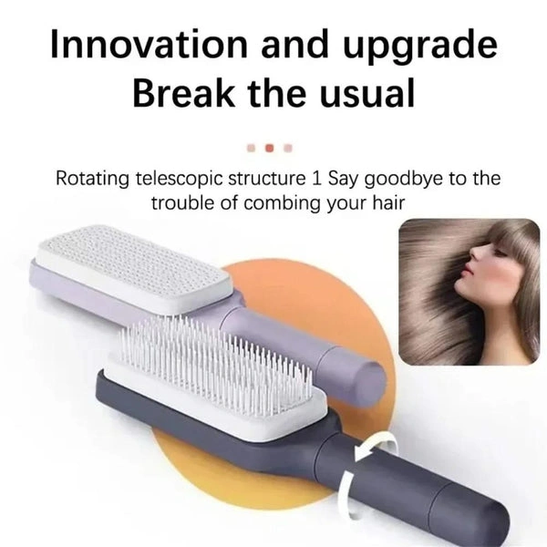 Brosse Cheveux Auto-Nettoyante Rotative - Anti-nœuds & Anti-statique Idéale Pour Tous Types De Cheveux