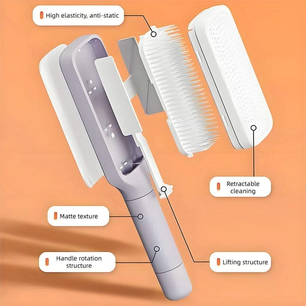 Brosse Cheveux Auto-Nettoyante Rotative - Anti-nœuds & Anti-statique Idéale Pour Tous Types De Cheveux
