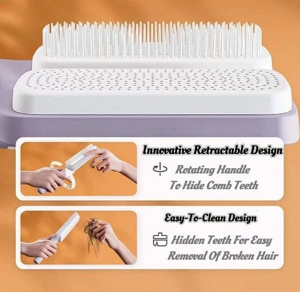 Brosse Cheveux Auto-Nettoyante Rotative - Anti-nœuds & Anti-statique Idéale Pour Tous Types De Cheveux
