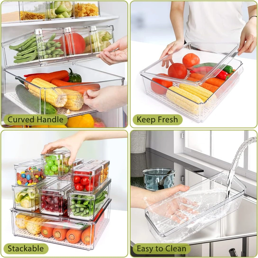 Blitz - Lot de 10 Pièces Boîtes de Rangement Réfrigérateur Alimentaire Transparent Cuisine & Placards