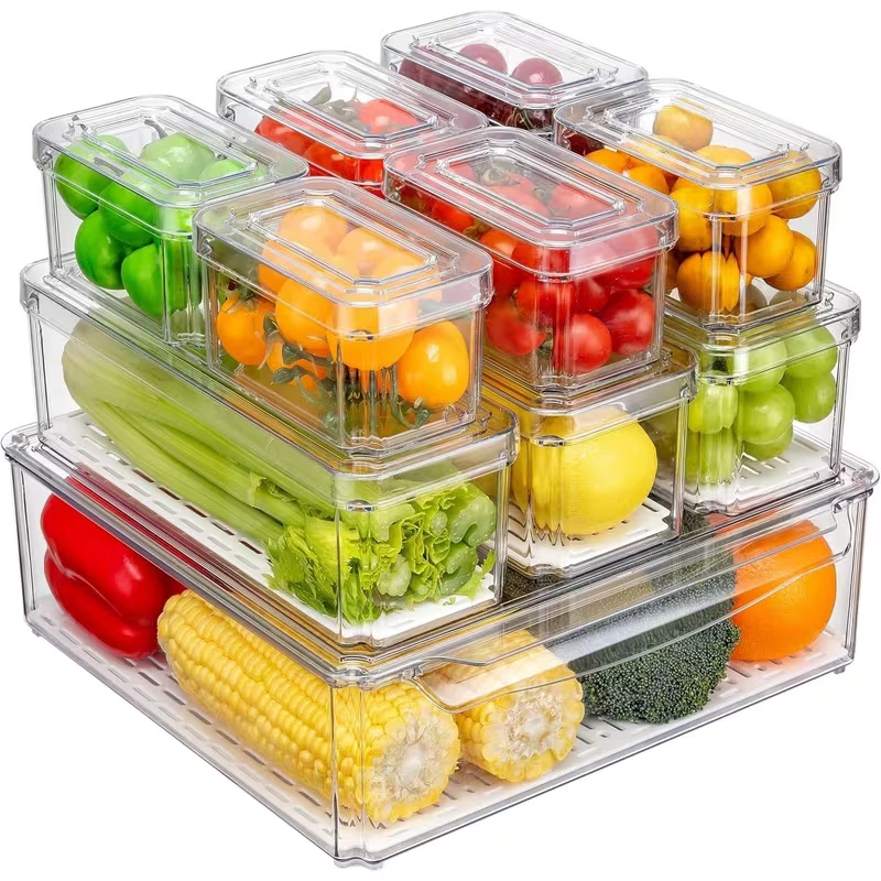 Blitz - Lot de 10 Pièces Boîtes de Rangement Réfrigérateur Alimentaire Transparent Cuisine & Placards