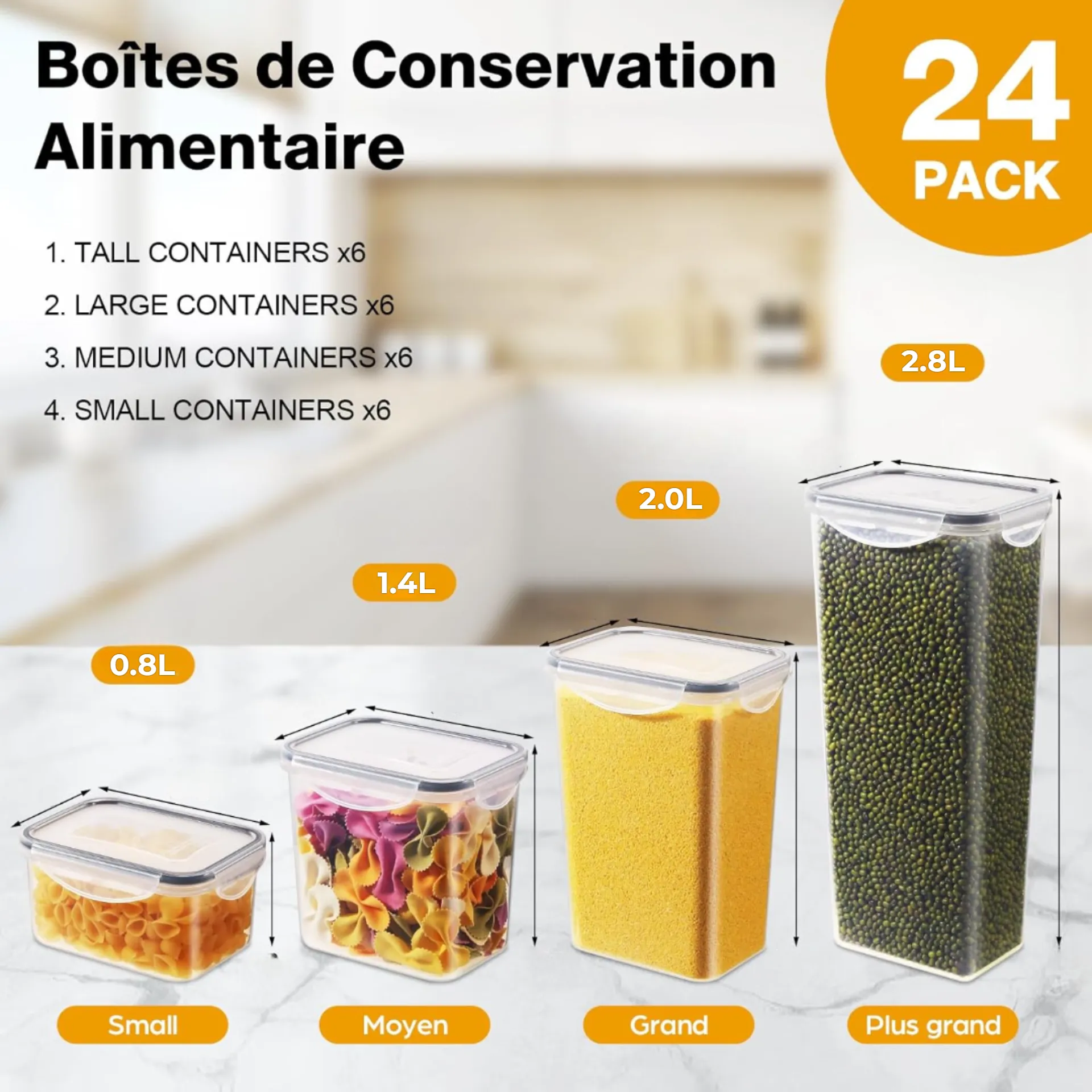 Blitz® - Ensemble de 30 Boîtes De Conservation Hermétiques Alimentaires Sans BPA Pour Un Rangement Idéal ( 15 Boites + 15 couvercles )