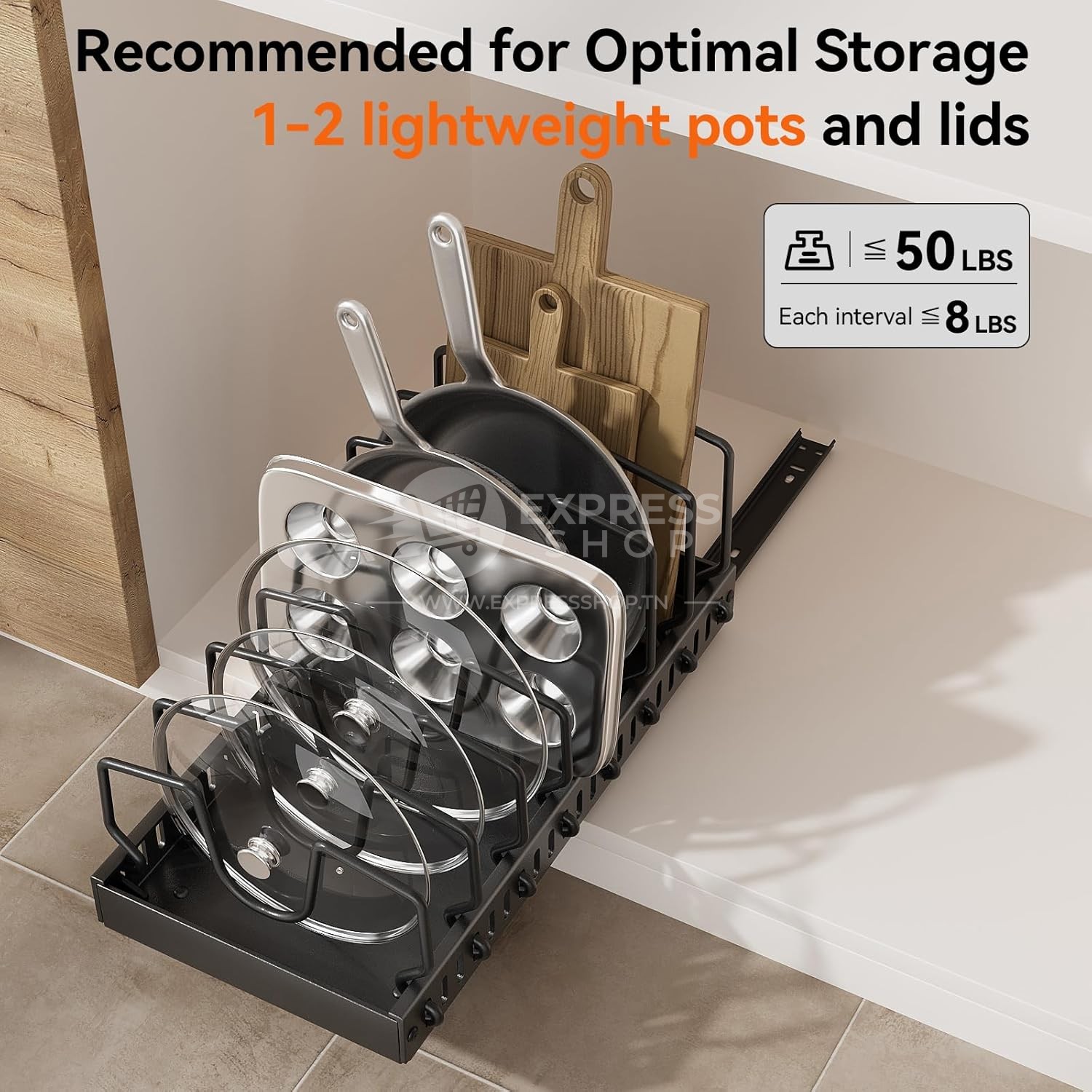 BNBR-12- 4en1 Organisateur Coulissante en INOX avec 8 séparateurs réglables