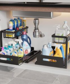 BNBR-2 - 4en1 Organisateur sous évier coulissant 2 niveaux robuste INOX cuisine salle de bain (2 pcs) - 2 pièces