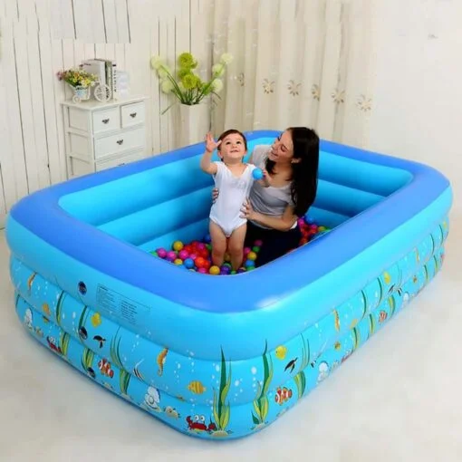 Piscine gonflable rectangulaire pour enfants à Trois Couches multifonction