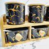 6 Pots à épices en céramique avec support en bois