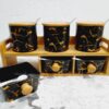 6 Pots à épices en céramique avec support en bois