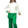 Ensemble de 2 pièces pour femmes, pull Long blanc, pantalon vert