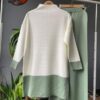 Ensemble de 2 pièces pour femmes, pull Long blanc, pantalon vert clair