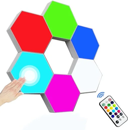 Kit Lumières LED Modulaire, Hexagonale avec 6 Lampes Tactile + Télécommande