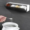 3 en 1 Boîte d’Assaisonnement Murale de Cuisine Salière et Poivrière