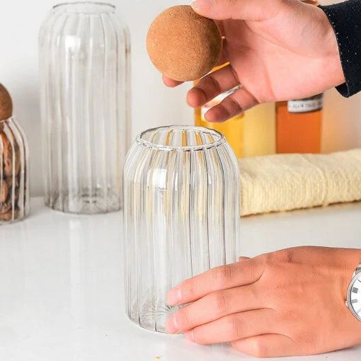 3 Pots en Verre avec Joints Hermétiques Couvercles en Bois