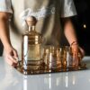 Service de Bouilloire à eau et jus 1l avec 6 verres et couvercle en bois