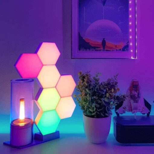 Kit Lumières LED Modulaire, Hexagonale avec 6 Lampes Tactile + Télécommande
