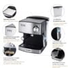 Sonifer – Machine à café expresso électrique 1.6L avec système de cappuccino avancé réglable