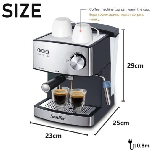 Sonifer – Machine à café expresso électrique 1.6L avec système de cappuccino avancé réglable