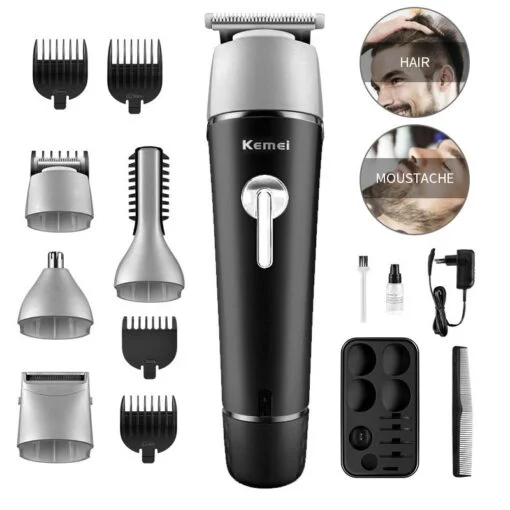 Kemei 10 en 1 Kit de tondeuse électrique pour rasage à cheveux et à barbe