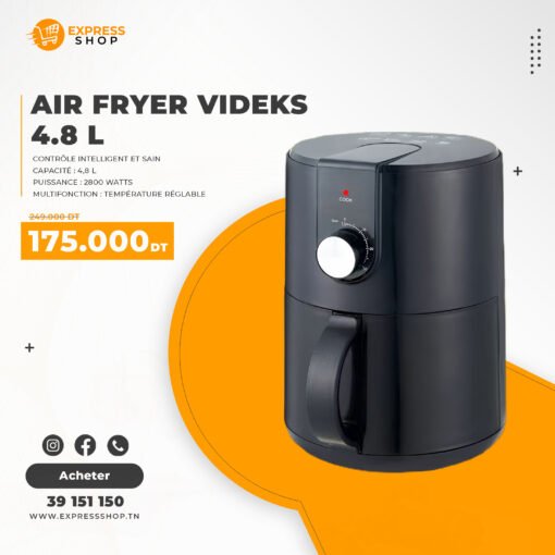 Air Fryer VIDEKS 4.8 L, contrôle Intelligent et sain, sans prise d’huile 2800W (European quality)