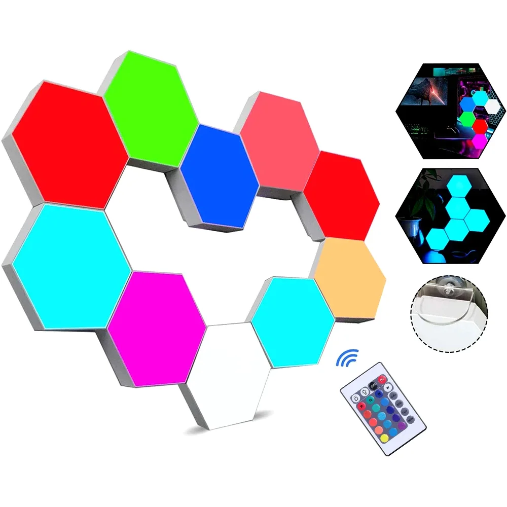 10 Pièces Lumières Murales Hexagonales Intelligentes Diy, Lumières