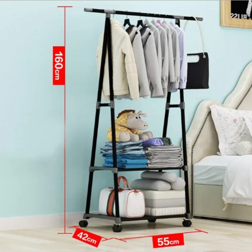 Porte-manteaux, porte-vêtements à roulettes en métal avec étagère et roues verrouillables