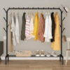 3 en 1 Support à vêtements, chaussures en métal avec étagère de rangement inférieure , 6 crochets charge > 25kg