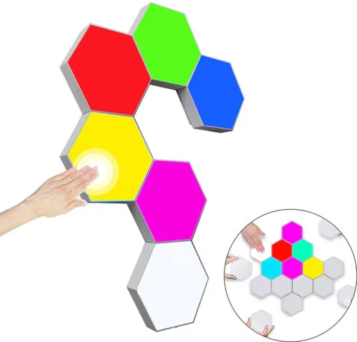 Kit Lumières LED Modulaire, Hexagonale avec 6 Lampes Tactile + Télécommande