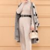 Ensemble de 3 pièces pour femmes beige pointillé en noir