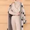 Ensemble de 3 pièces pour femmes beige pointillé en noir