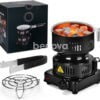 Réchaud ET Grille électrique en acier inoxydable rapide 500 W avec poignée amovible intelligent de la chaleur cuisine barbecue 5M