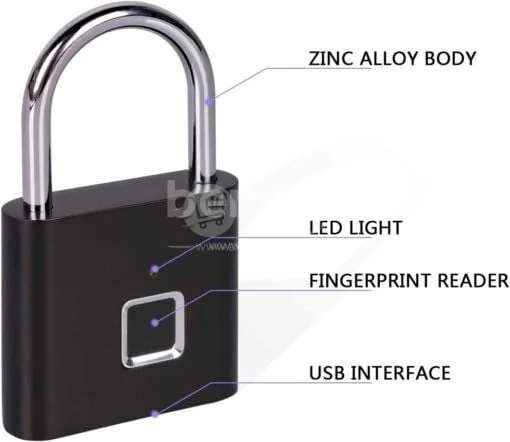 KERUI – Cadenas d’empreinte digitale intelligente et multifonction avec chargement USB sans clé étanche et antivol