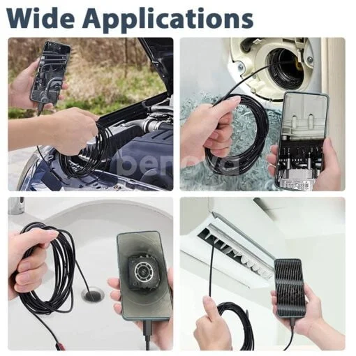 KERUI Caméra d’inspection de serpent USB endoscope USB C étanche IP67 avec 8 lumières LED réglables