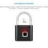 KERUI – Cadenas d’empreinte digitale intelligente et multifonction avec chargement USB sans clé étanche et antivol