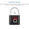 KERUI – Cadenas d’empreinte digitale intelligente et multifonction avec chargement USB sans clé étanche et antivol