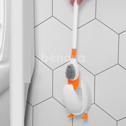Brosse de toilette en silicone en forme de canard avec support pour salle de bain et toilettes