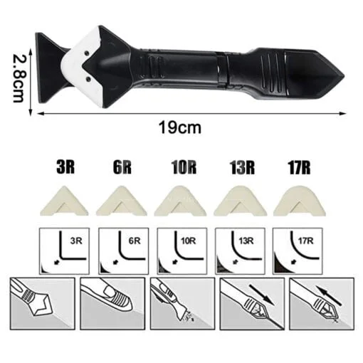 Kit d’outils de calfeutrage 3 en 1 avec 5 outils de finition de calfeutrage en silicone