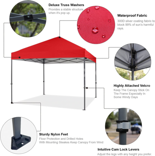 Tente  3x3M ultra léger multifonction robuste inoxydable Abri instantané contre le soleil et la pluie avec sac