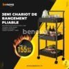 Chariot de rangement pliable en Acier inoxydable multicouche à trois niveaux amovible