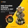 Étagère à épices rotatif à 360° à 3 niveaux plateau tournant en acier inoxydable pour Cuisine et Salle de Bain