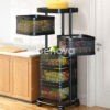 Étagère De Rangement Rotative De Cuisine À 4 Niveaux Tour Pivotante De Stockage De Fruits Et Légumes