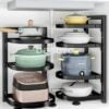 Étagère à pots en acier inoxydable multi-niveaux et réglable pour ustensiles de cuisine
