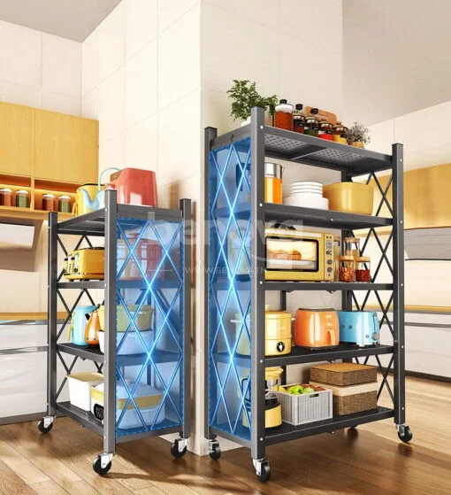 Étagère de rangement pliable à 4/5 niveaux, Multifonctionnel et sans installation - Tenir 300kg - Étagère noir 5 niveaux