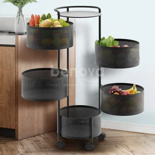 Étagère à légumes rotative à 4/5 niveaux en acier inoxydable respirant pour cuisine et salle de bain
