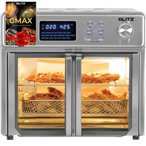 BLITZ GMAX Air Fryer et Four  double portes XXXL avec 4 Accessoires et Puissance de 2600W (USA Quality)