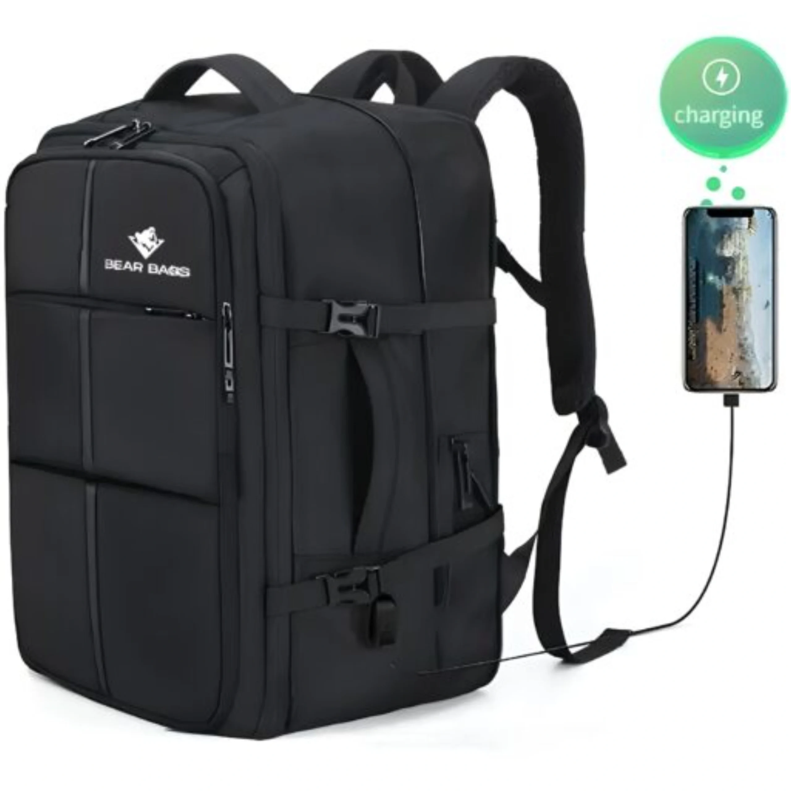 Venture BearBags® – Sac À Dos Professionnel 4-En-1 45L Extensible Étanche Avec Chargement USB