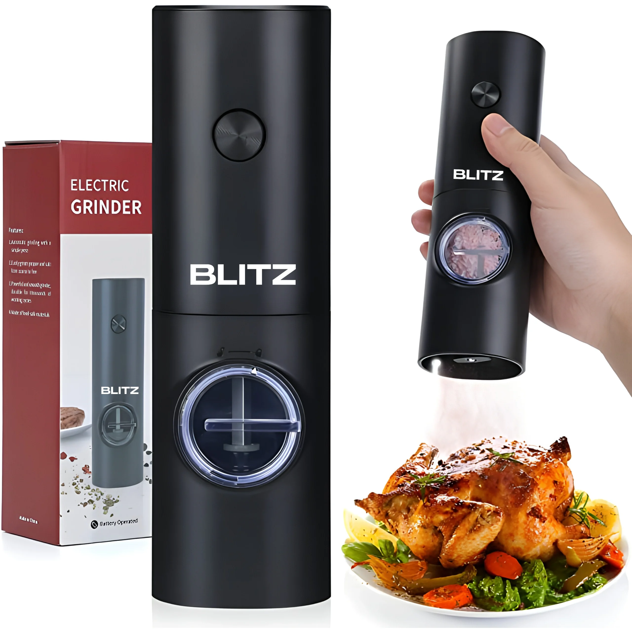 Blitz® - Moulin à Épices Électrique Multifonction Rechargeable avec Lumière LED