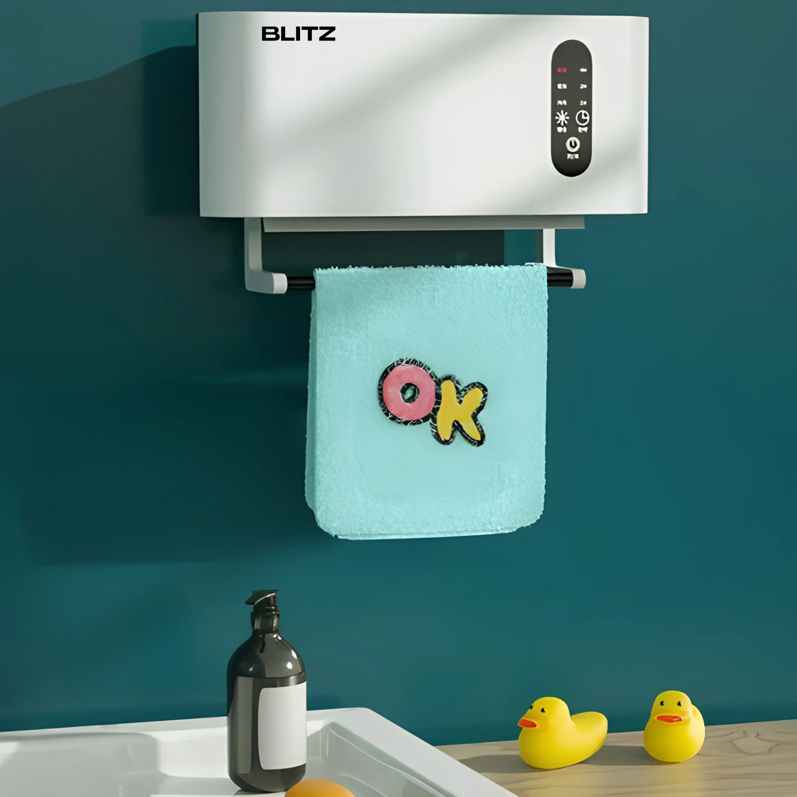 Blitz Chauffage Mural Électrique 2000W Multifonction Compact et Étanche pour Salle de Bain et Maison