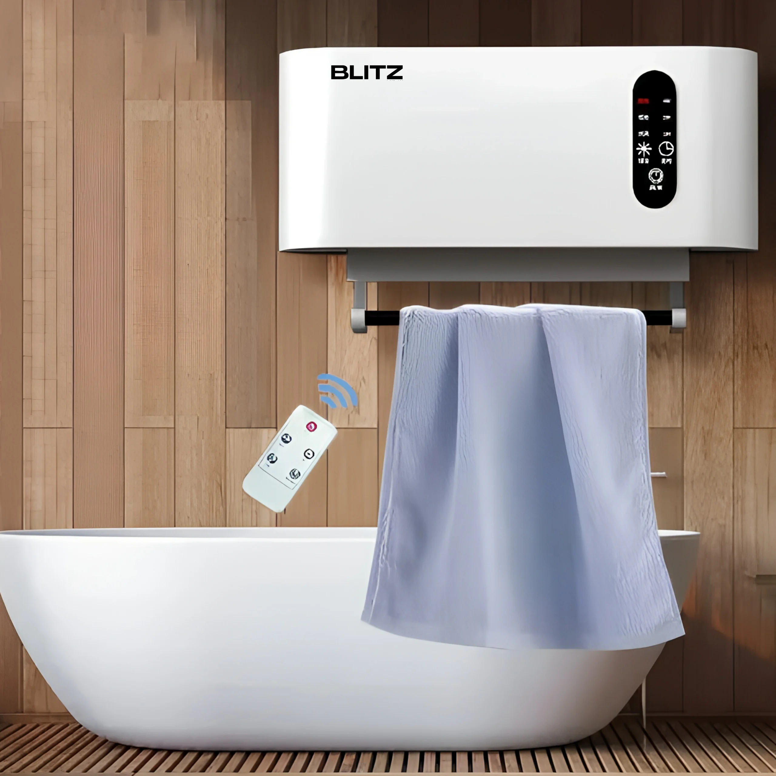 Blitz Chauffage Mural Électrique 2000W Multifonction Compact et Étanche pour Salle de Bain et Maison